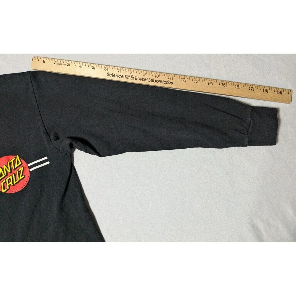 SANTA CRUZ Double-Sided DOT LOGO‎ Black Cotton Long Sleeve T-Shirt - Boys Medium